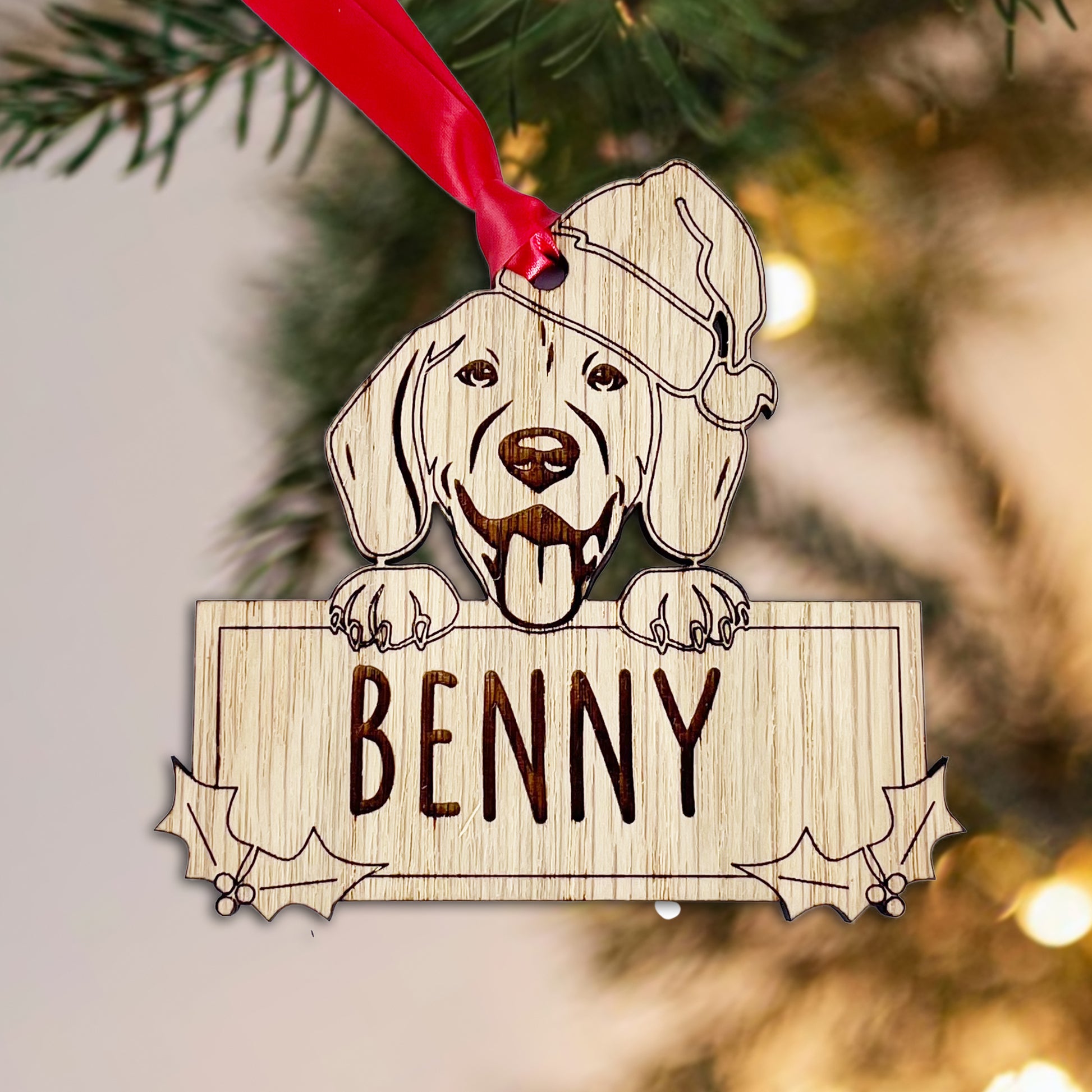 Personalised Beagle Dog Bauble - Peeking Design