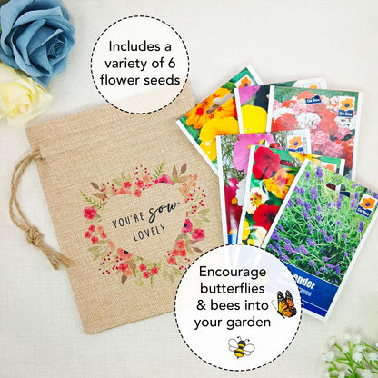 Flower Seed Bag You’re Sow Lovely – Gardening Gift for Birthday, Valentine’s or Mother’s Day