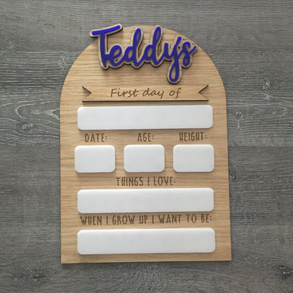 Personalised First Day of School Sign | Last Day of Nursery | Reusable Back To School Photo Prop