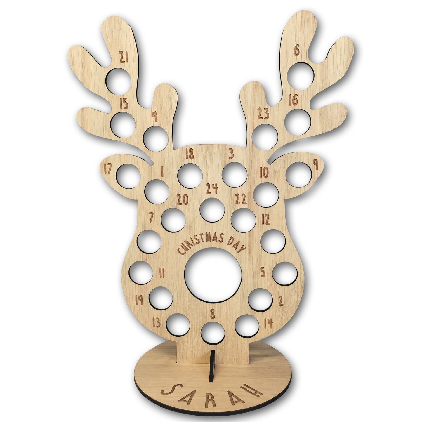 Personalised Advent Calendar Reindeer Chocolate Christmas Countdown Reusable - Add your Name DIY Make Your Own