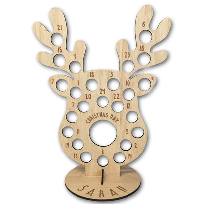 Personalised Advent Calendar Reindeer Chocolate Christmas Countdown Reusable - Add your Name DIY Make Your Own