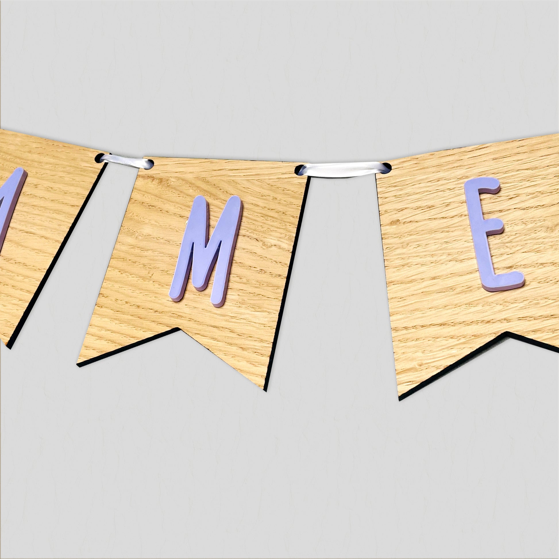 Personalised Oak Wood Name Bunting with Unicorns - Nursery or Child's Room Decor - Add any Name!