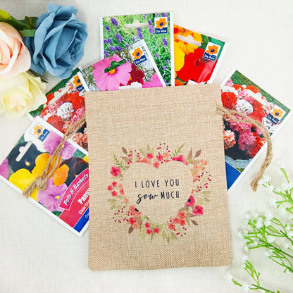 Flower Seed Bag I Love You Sow Much – Gardening Gift for Valentine’s Day, Birthday or Mother’s Day