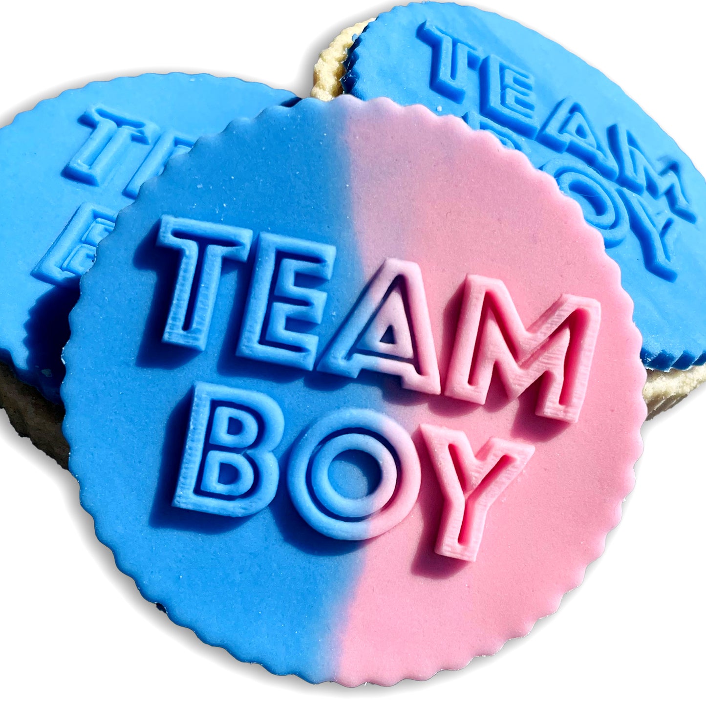 Team Boy Icing Stamp Embosser Stamp Fondant for Biscuits, Cookies, Cupcake Topper Decorations Stencil for Baby Shower Gender Reveal