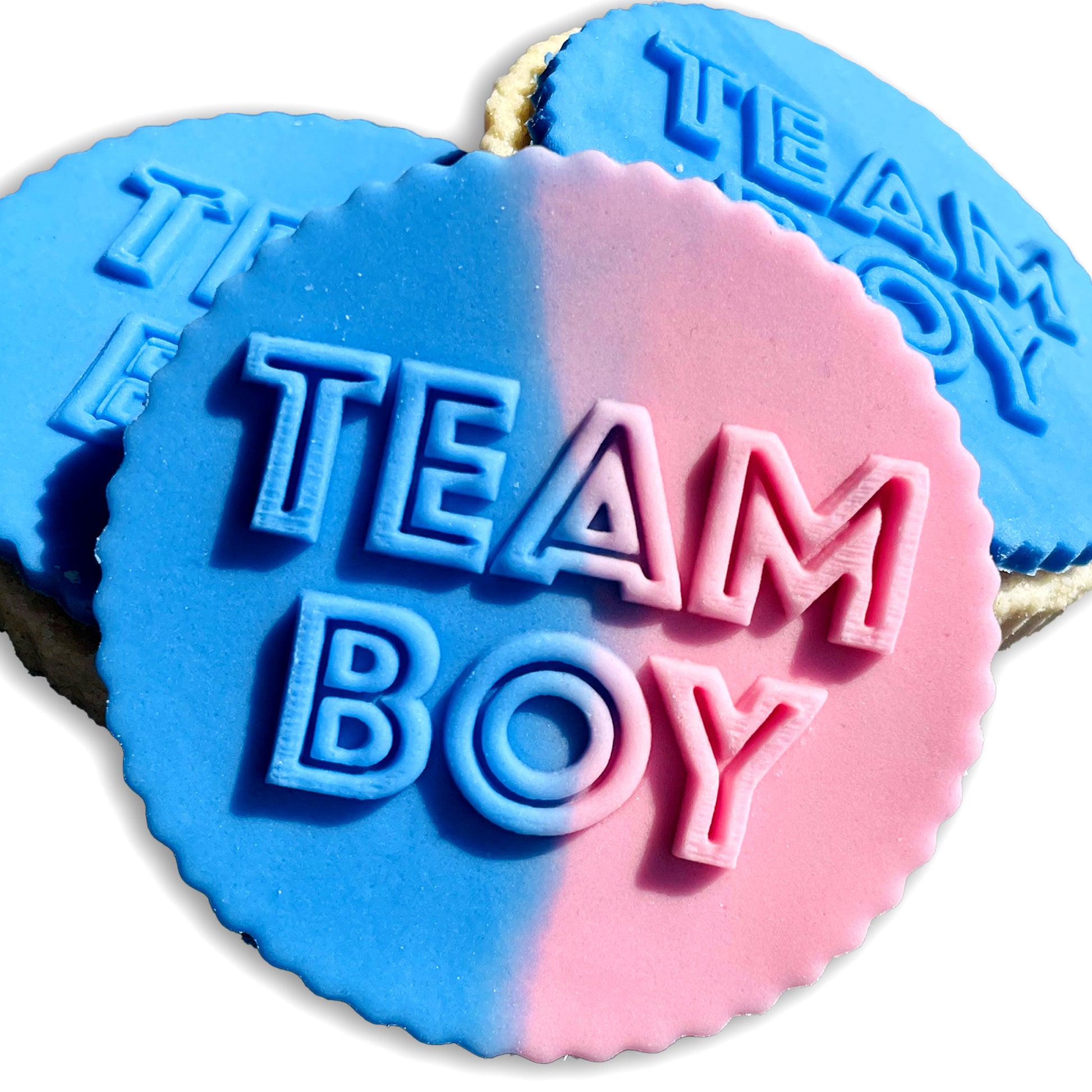 Team Boy Icing Stamp Embosser Stamp Fondant for Biscuits, Cookies, Cupcake Topper Decorations Stencil for Baby Shower Gender Reveal
