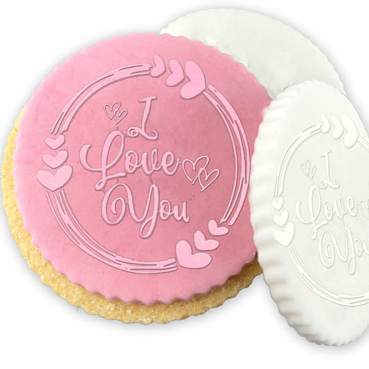 I Love You Valentine's Day Icing Embosser Stamp Fondant for Biscuits, Cookies, Cupcake Topper Decorations Stencil for Anniversary Love Heart