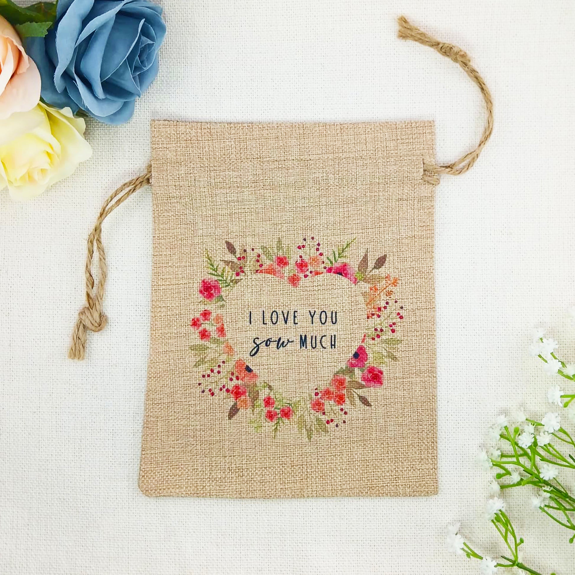 Flower Seed Bag I Love You Sow Much – Gardening Gift for Valentine’s Day, Birthday or Mother’s Day