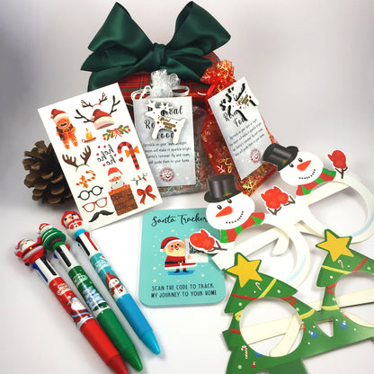 Christmas Eve Activity Pack - Reindeer Food, Santa Tracker, Pen, Tattoos, Glasses Xmas for Kids