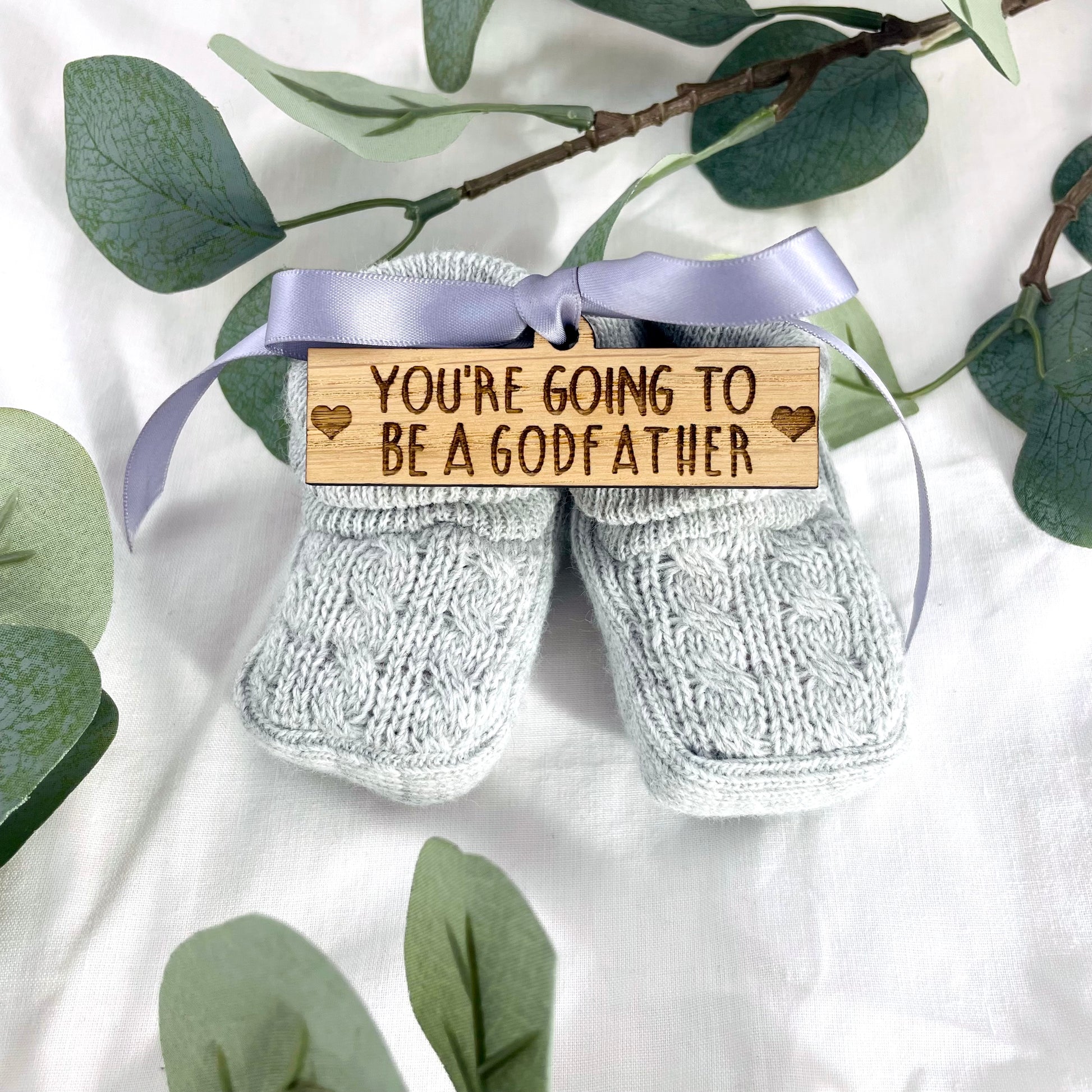 Guess What' Booties - Grey & Gift Boxed - "You're Going to Be..." - A Godfather