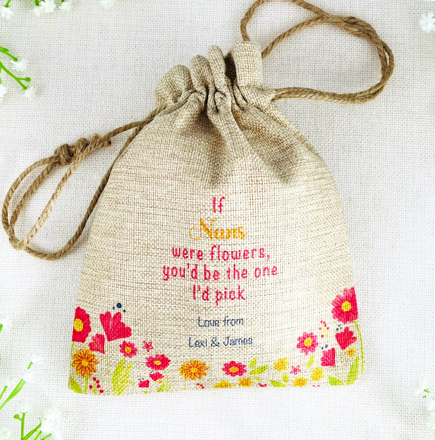 Personalised Flower Seed Bag - If Nans were Flowers You'd be The one I'd Pick - Gardening Gift