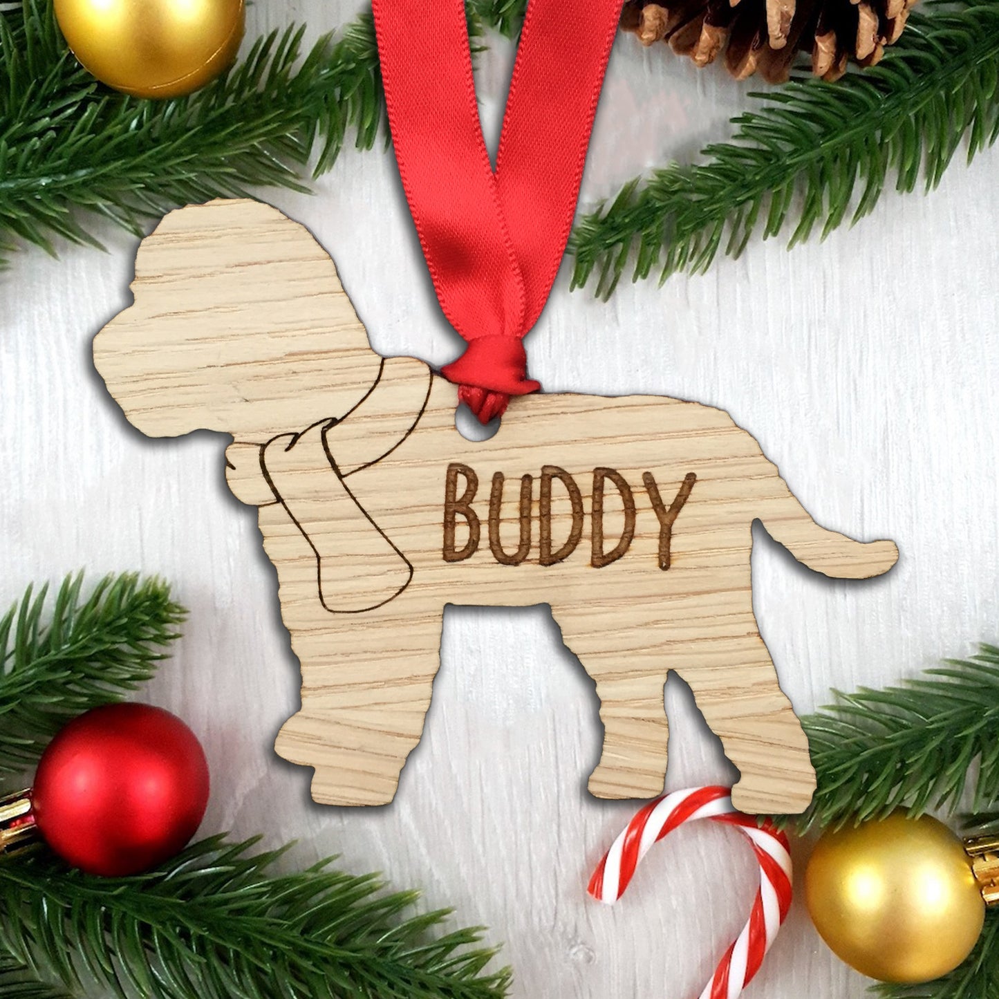 Personalised Dog Christmas Tree Decoration: Cockapoo