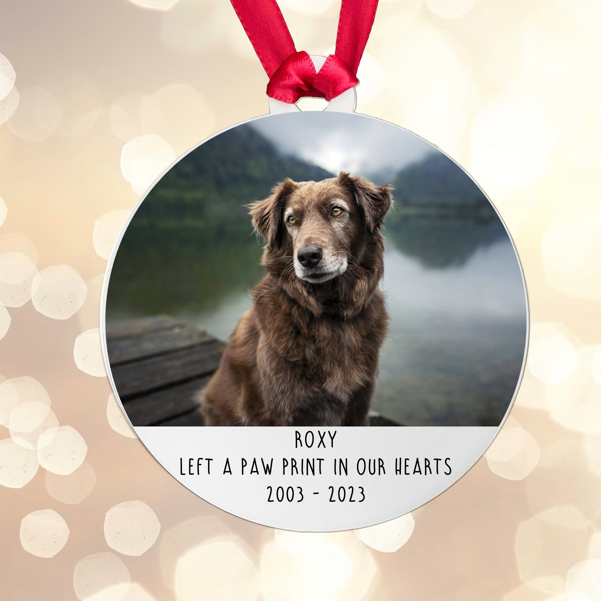 Personalised Memorial 'Left a Paw Print' Bauble - Acrylic Dog Photo