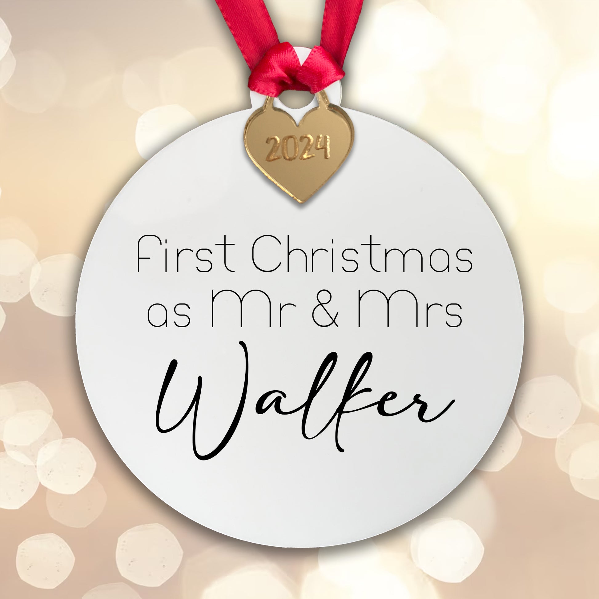 Personalised First Christmas as Mr & Mrs - Mr Mr - Mrs Mrs Tree Decoration Bauble | Acrylic | Gift Boxed