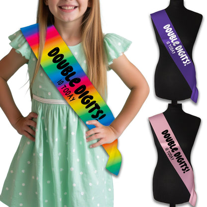 Double Digits 10 Today! - 10th Birthday Sash - 10th Birthday Party - Happy Tenth  Birthday - Ten Today - Choose from many colours