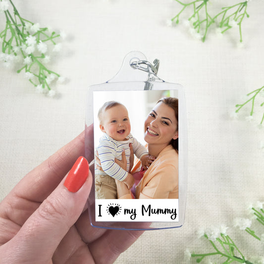 I love my Mummy Keyring - Mother's Day Personalised Photo Keyring/Magnet  - Any photo - Jumbo X Large 70mm x 45mm Magnet