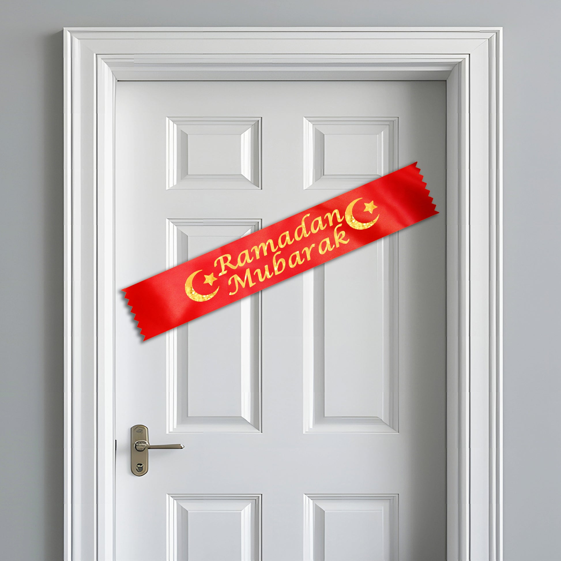 Ramadan Mubarak Banner | Eid Decoration | Satin Ribbon Islamic Decor | Eid Ramadan Home Banner | Moon Star