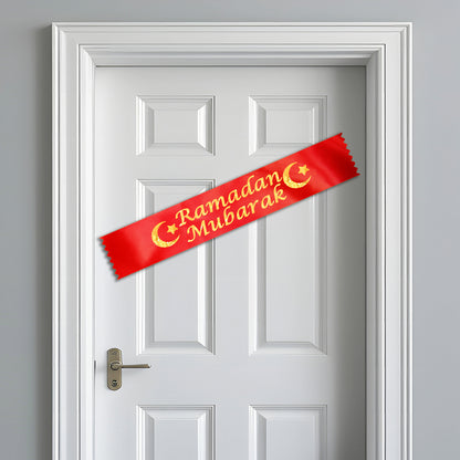 Ramadan Mubarak Banner | Eid Decoration | Satin Ribbon Islamic Decor | Eid Ramadan Home Banner | Moon Star