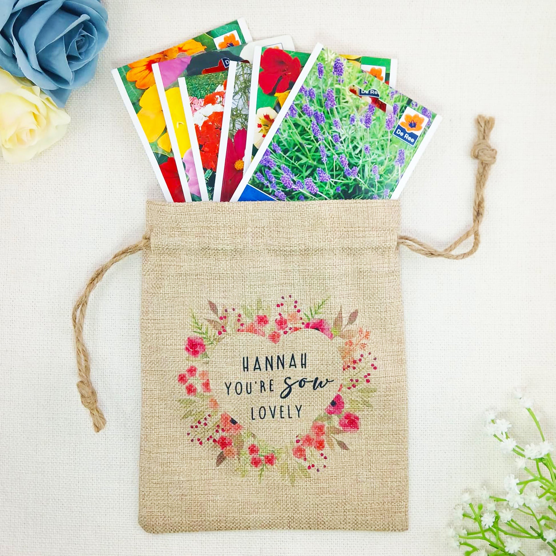 Personalised Flower Seed Bag Name You’re Sow Lovely – Gardening Gift for Birthday, Valentine’s or Mother’s Day