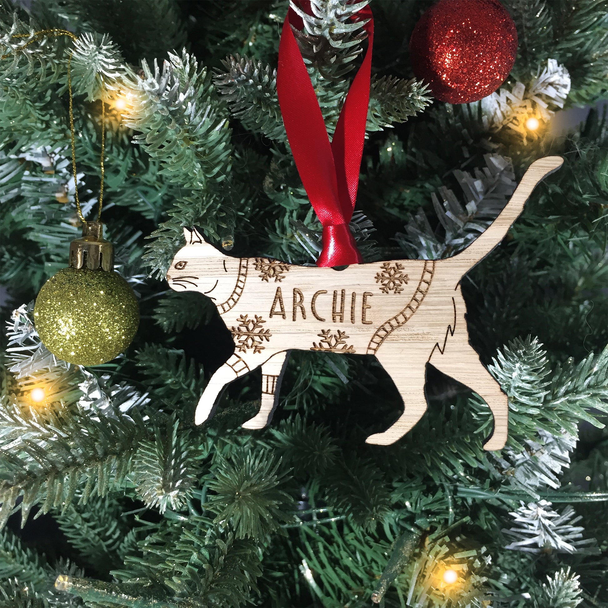 Personalised Domestic Short Hair 4 Cat Christmas Jumper Tree Decoration Bauble