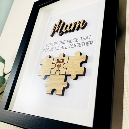 Mum 'You're the Piece That Holds Us Together' Wooden Mothers Day Puzzle Pieces Family Box Frame