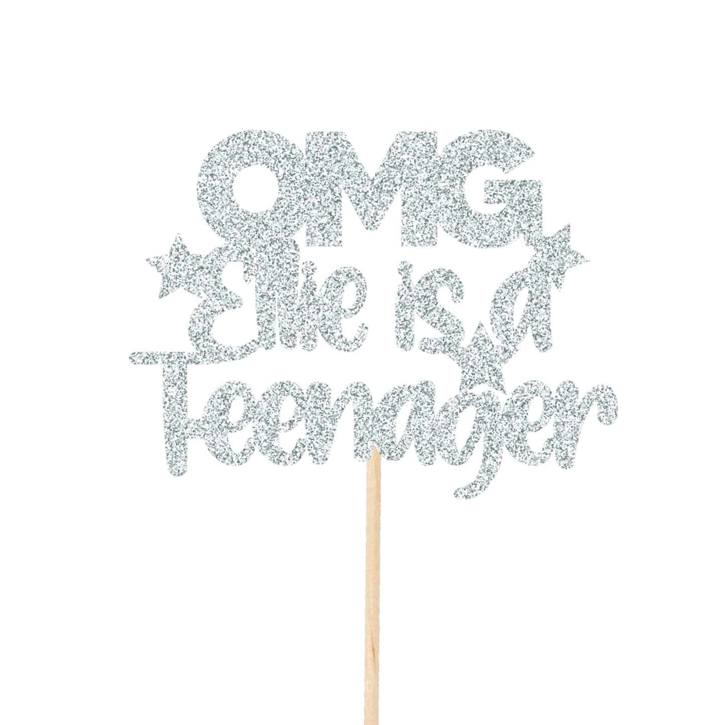 Personalised OMG Teenager Hot Pink Cake Topper Glitter Card Double Digits You're a Teenager 13th 13 Party Decorations