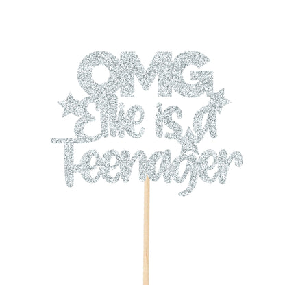 Personalised OMG Teenager Hot Pink Cake Topper Glitter Card Double Digits You're a Teenager 13th 13 Party Decorations