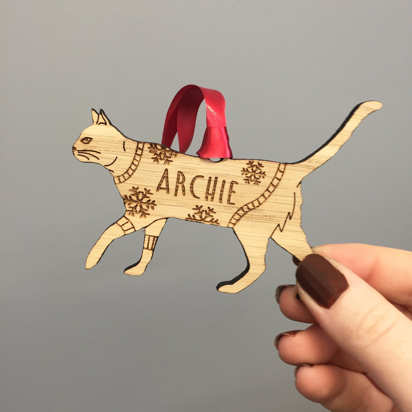 Personalised Domestic Short Hair 4 Cat Christmas Jumper Tree Decoration Bauble