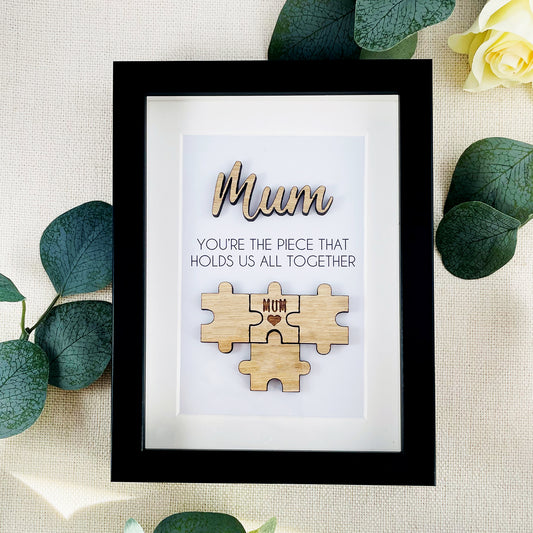 Mum 'You're the Piece That Holds Us Together' Wooden Mothers Day Puzzle Pieces Family Box Frame