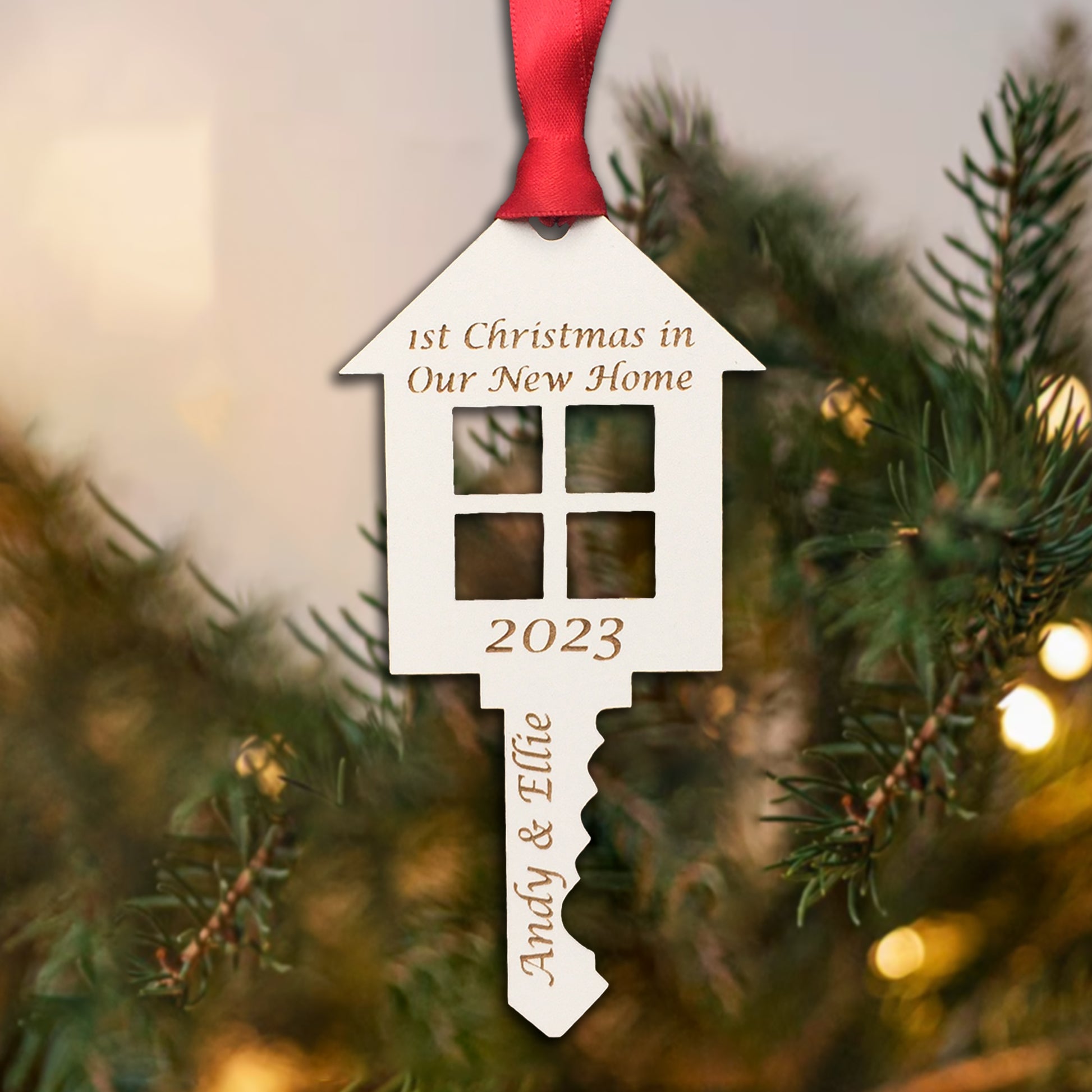 Personalised 'First Christmas in New Home' Key Christmas Tree Decoration