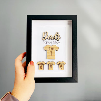 Personalised Dad's Dream Team Football Family Box Frame