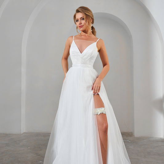 Plain Ivory Off White Bridal Garter - Wedding Garter Gift for the Bride to Be - Wedding Ideas Presents Wedding Day Hen Party Engagement