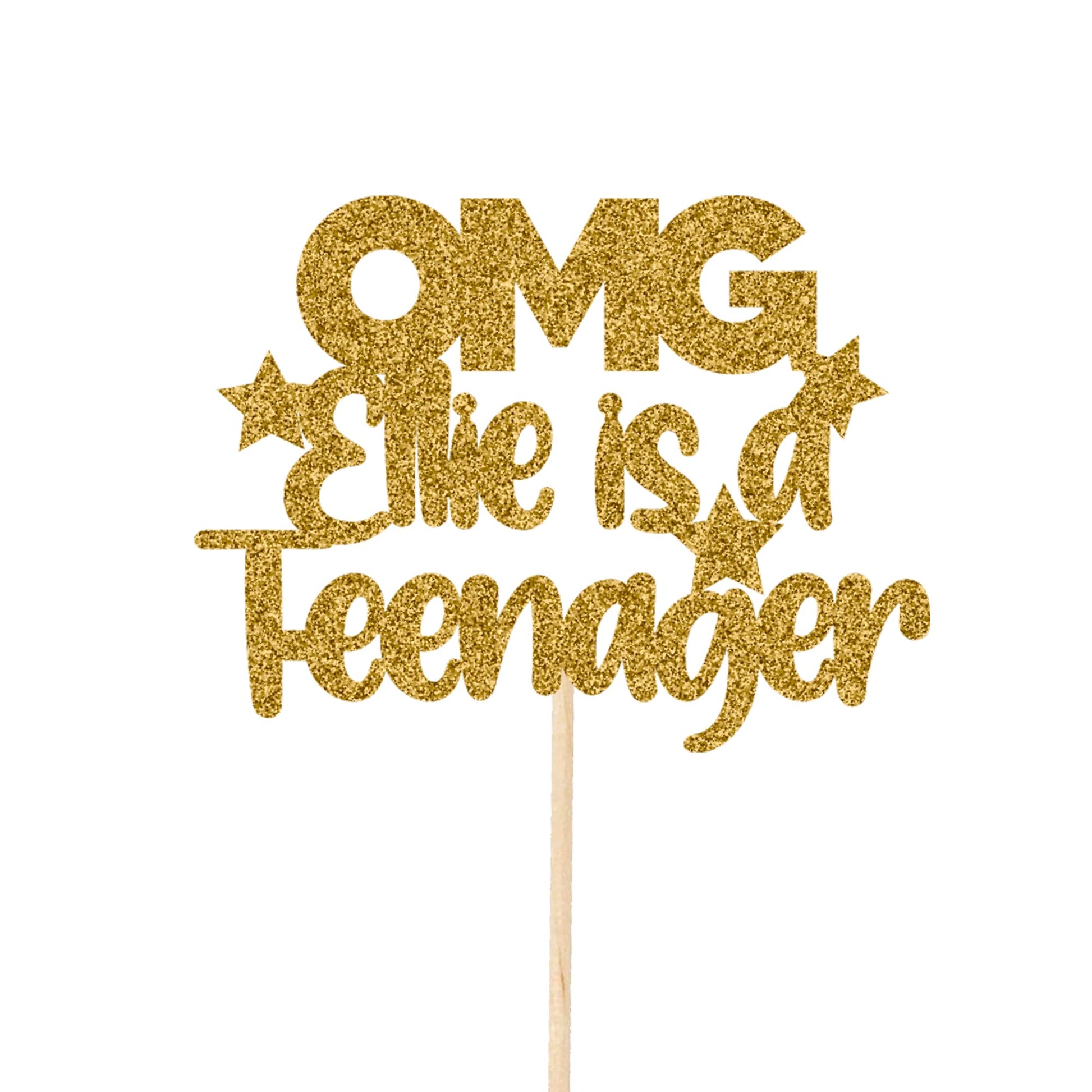 Personalised OMG Teenager Hot Pink Cake Topper Glitter Card Double Digits You're a Teenager 13th 13 Party Decorations