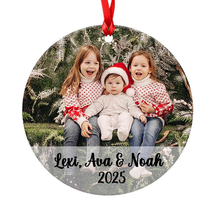 Personalised Christmas Photo Bauble - Customised with any text and Photo - Family Personalized Christmas Tree Hanging Decoration