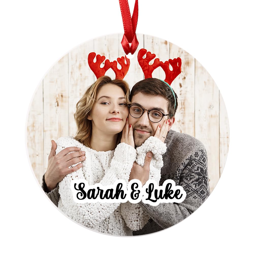 Newly Weds Mr and Mrs Wedding Photo Christmas 2025 Bauble - Acylic - Bride and Groom First Christmas Tree Xmas Hanging Decoration