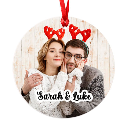 Newly Weds Mr and Mrs Wedding Photo Christmas 2025 Bauble - Acylic - Bride and Groom First Christmas Tree Xmas Hanging Decoration