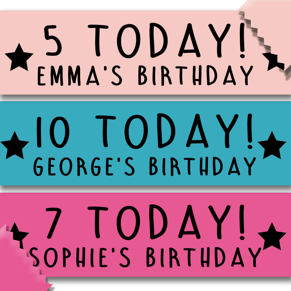 Personalised Childrens Birthday Banner - Age Today!
