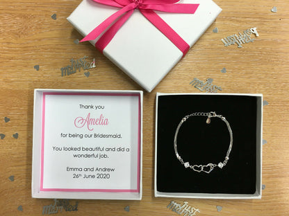 Personalised Thank You Bracelet - Pink