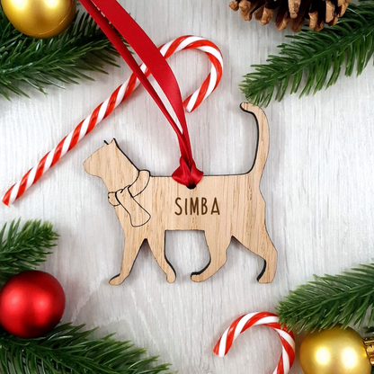 Personalised Wooden Cat Tree Decoration - Design 6