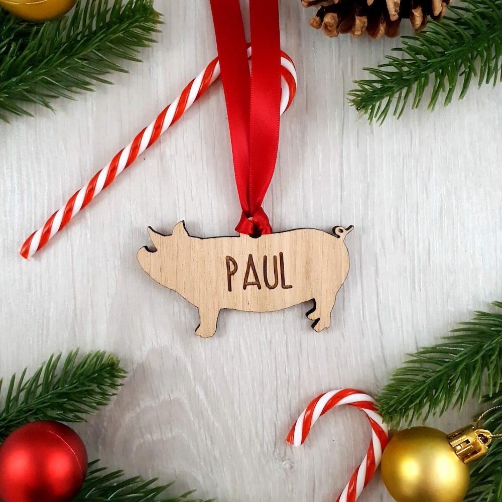 Personalised Pig Christmas Tree Decoration