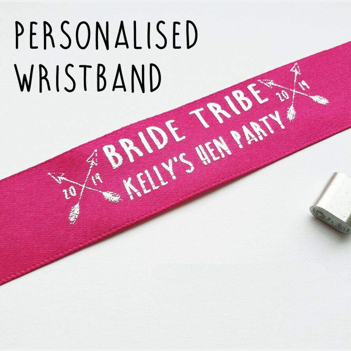 1 x Wristband - Pink - Personalised Bride Tribe