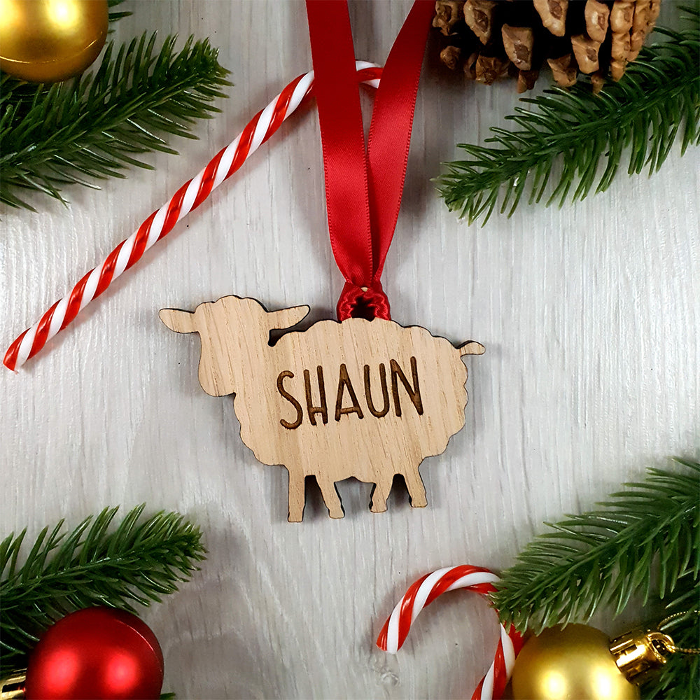Personalised Sheep Christmas Tree Decoration 