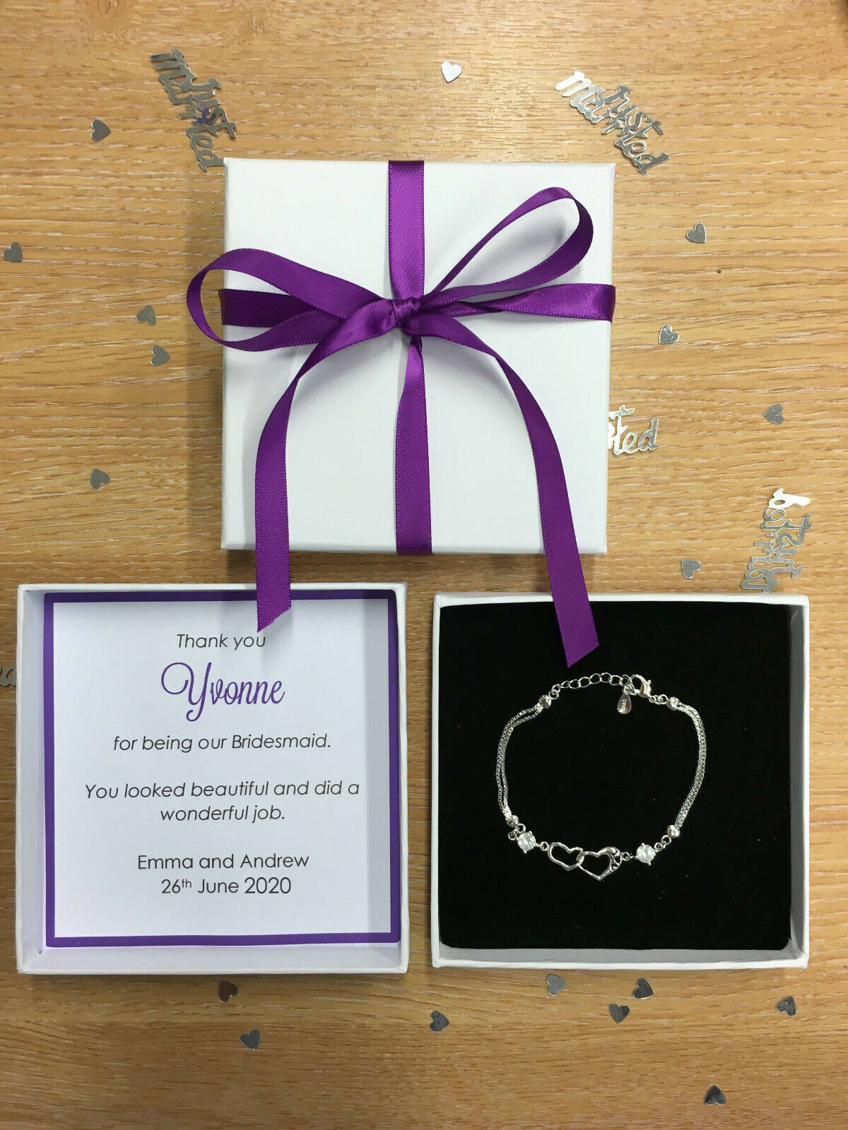 Personalised Thank You Bracelet - Purple