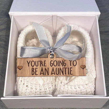 'Guess What' Booties - White & Gift Boxed - "You're Going to Be..."