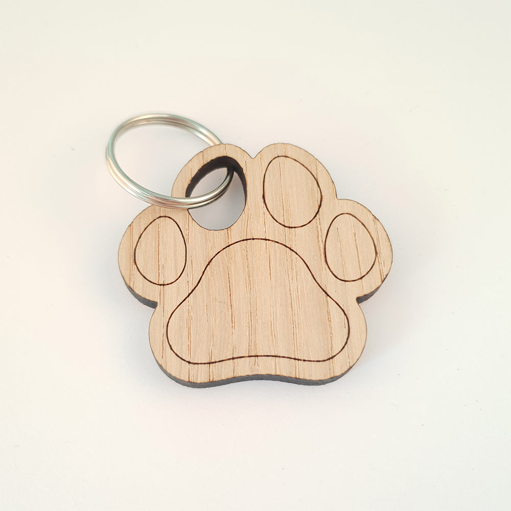 Paw Print Keyring - Sustainable Oak Veneer