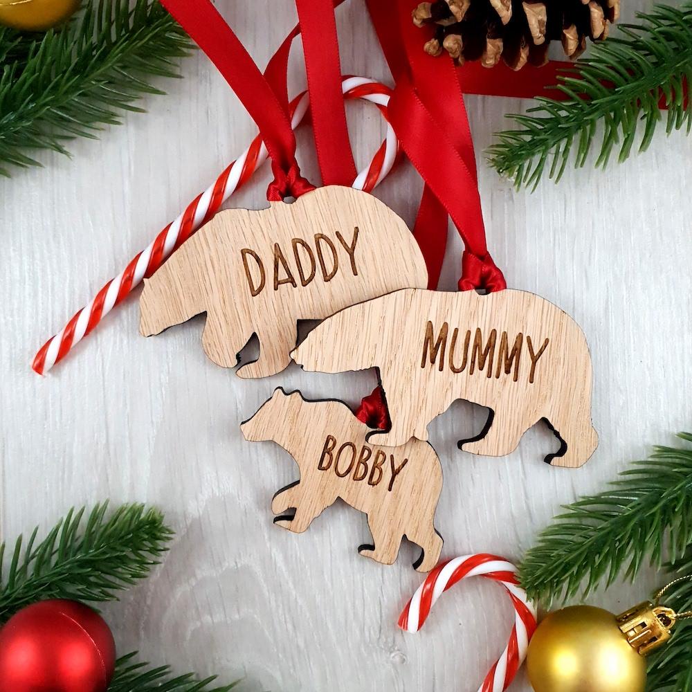 Personalised Polar Bear Family Christmas Tree Decoration