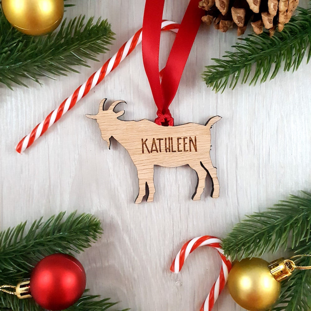 Personalised Goat Christmas Tree Decoration