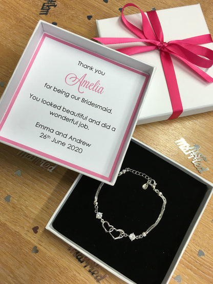 Personalised Thank You Bracelet - Pink