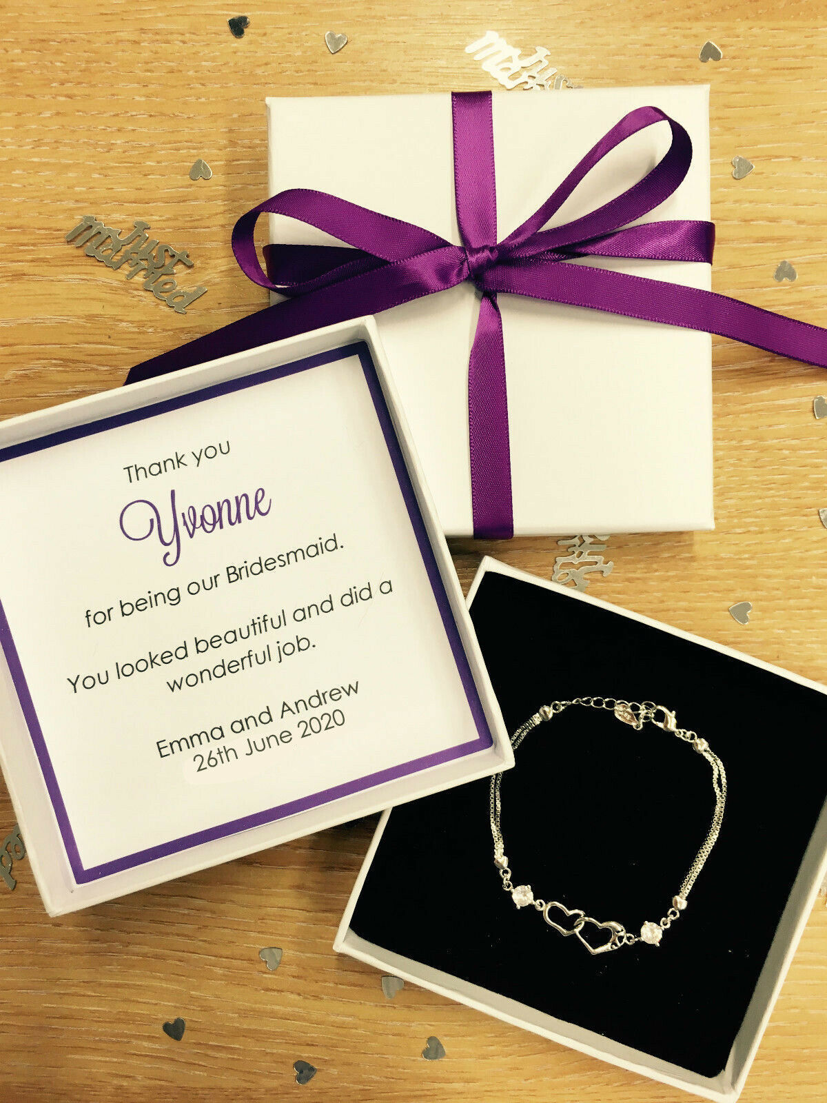 Personalised Thank You Bracelet - Purple