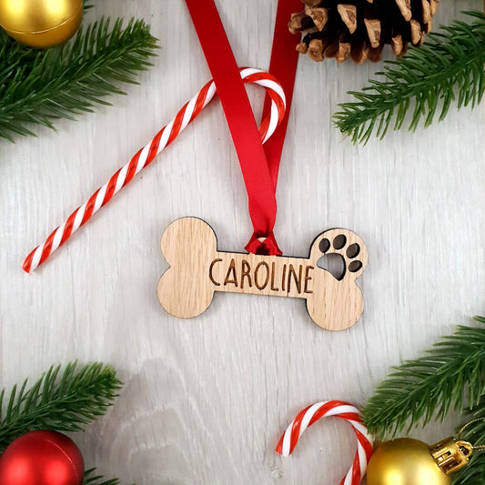 Personalised Dog Bone Tree Decoration