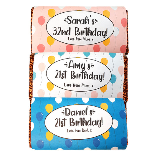 Personalised Chocolate Bar Wrapper - Birthday